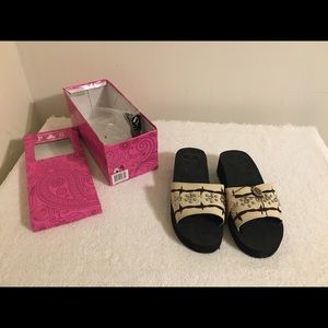 P&G Embellished 2” Wedge Slide Sandals Size 10 NIB